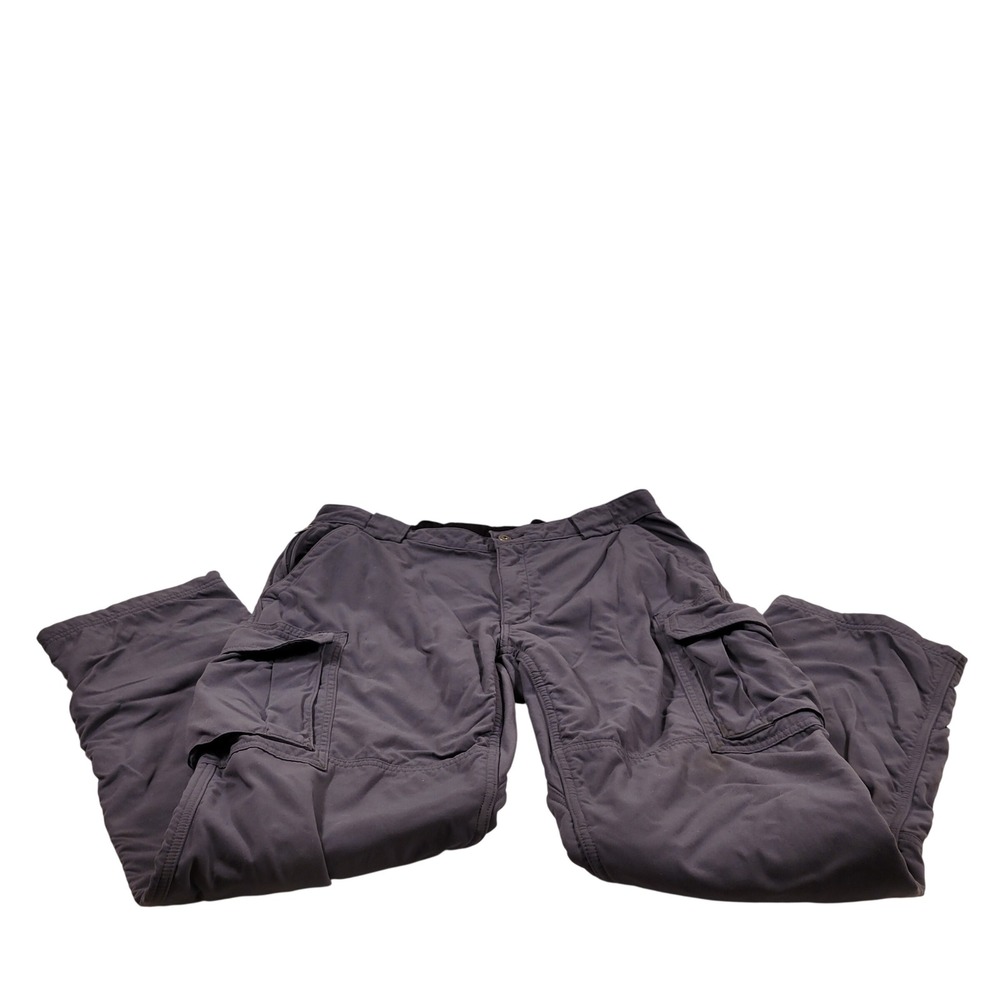 Duluth Trading Co Cargo Pants Mens XLx34 Gray Good Fleece Lined Nylon Outdoor